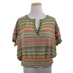 Anthropologie Daily Practice Colorful Striped Knit Top Size Medium